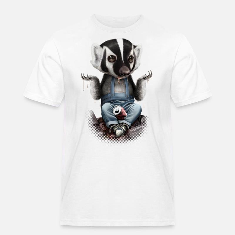 HONIGDACHS SORGEN NICHT - Männer Workwear T-Shirt - Weiß