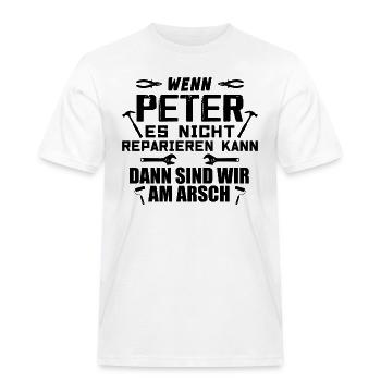 Wenn Peter es nicht reparieren kann - Männer Workwear T-Shirt - Weiß - Vorne - AI Model Male 185 dark (185cm)