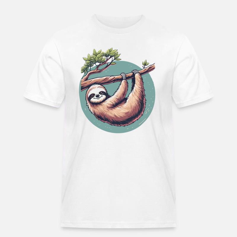 Relaxed sloth serenity at tree - Men's Workwear T-Shirt - white