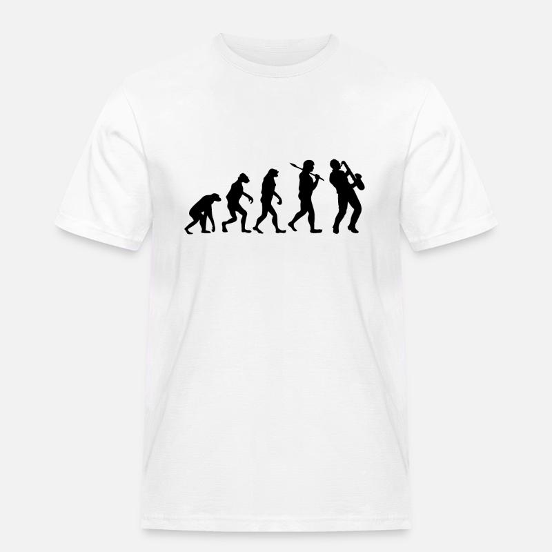 Evolution Saxophon Musik Geschenk Saxophonist - Männer Workwear T-Shirt - Weiß