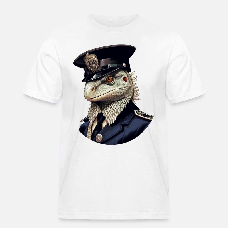 Polizei Eidechsen - Männer Workwear T-Shirt - Weiß