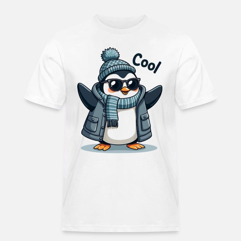 Coolguin - der coole Penguin - Männer Workwear T-Shirt - Weiß