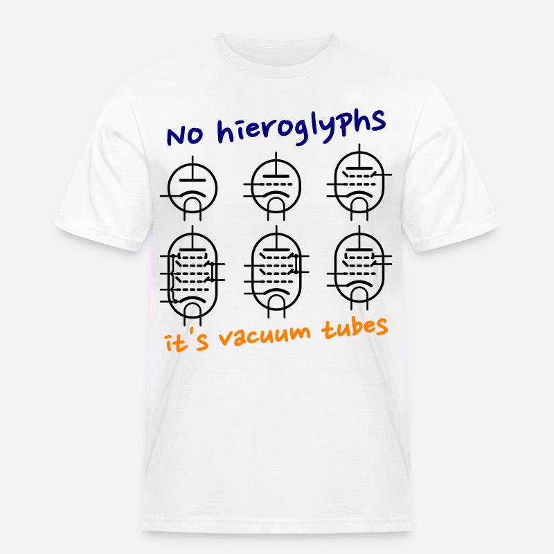 No hieroglyphs, it's vacuum tubes - Männer Workwear T-Shirt - Weiß