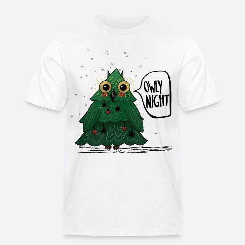 Owly Christmas Night Weihnachtsbaum Eule - Männer Workwear T-Shirt - Weiß