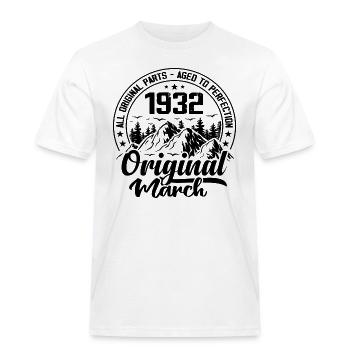 1932 March Original: 92 Years Anniversary Gift - Men's Workwear T-Shirt - white - Front - AI Model Male 185 dark (185cm)