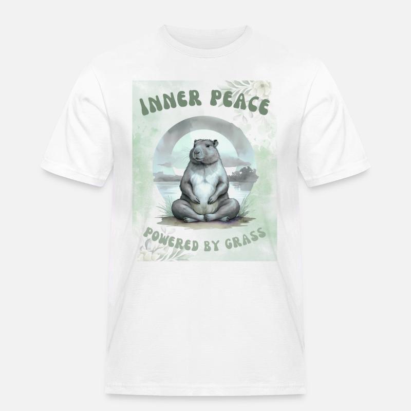 Inner Peace – Powered by Grass - Männer Workwear T-Shirt - Weiß