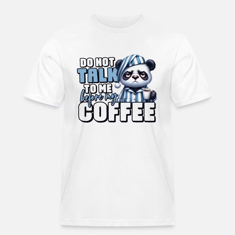 Grumpy panda bear with coffee - Men's Workwear T-Shirt - white