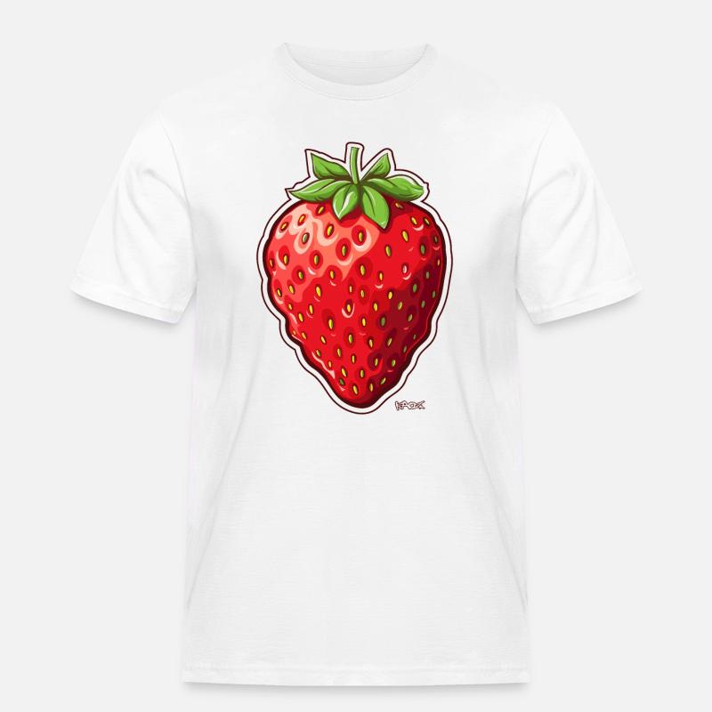 Große, dicke saftige Erdbeere - Männer Workwear T-Shirt - Weiß