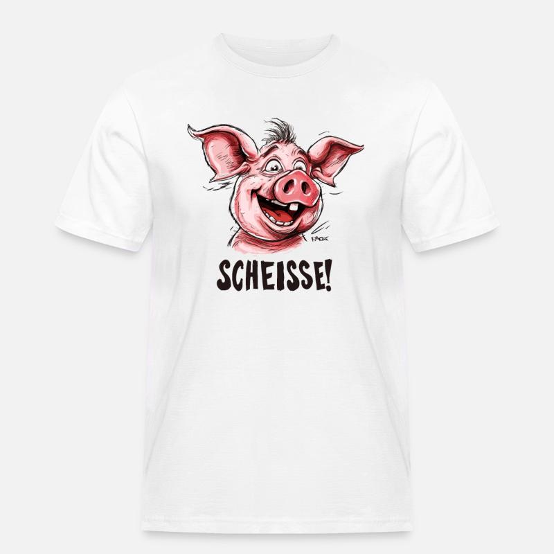 Scheiße, ein kleines Schwein - Männer Workwear T-Shirt - Weiß