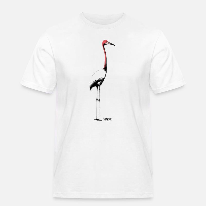 Eleganter Kranich oder Storch - Männer Workwear T-Shirt - Weiß