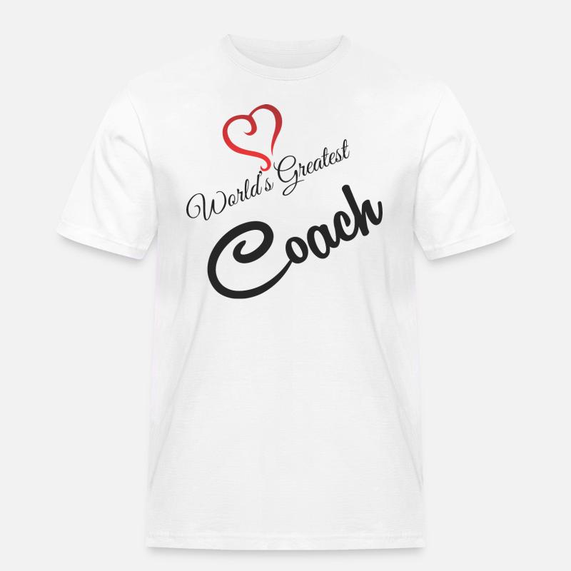 WORLD GREATEST COACH - Männer Workwear T-Shirt - Weiß