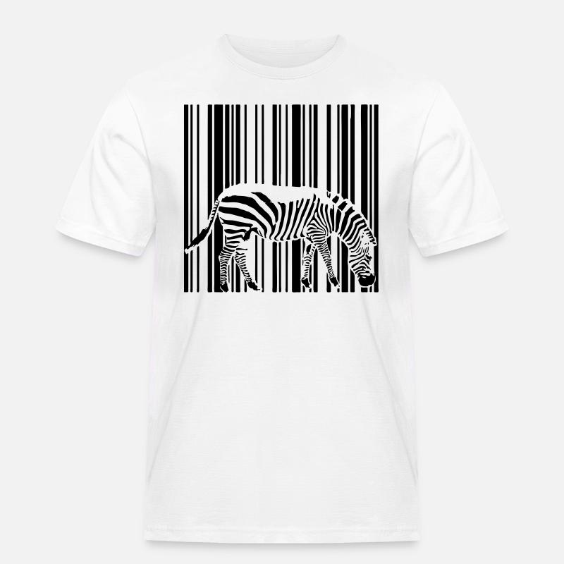 Barcode Zebra - Männer Workwear T-Shirt - Weiß