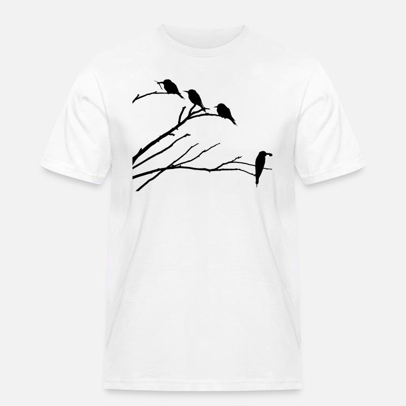 Vögel auf Ast - Männer Workwear T-Shirt - Weiß