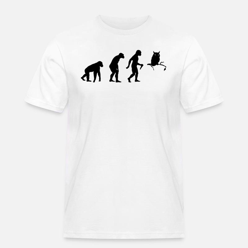 Owl Evolution - Männer Workwear T-Shirt - Weiß