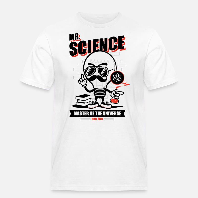 mr science - Maglietta da lavoro per uomo - bianco