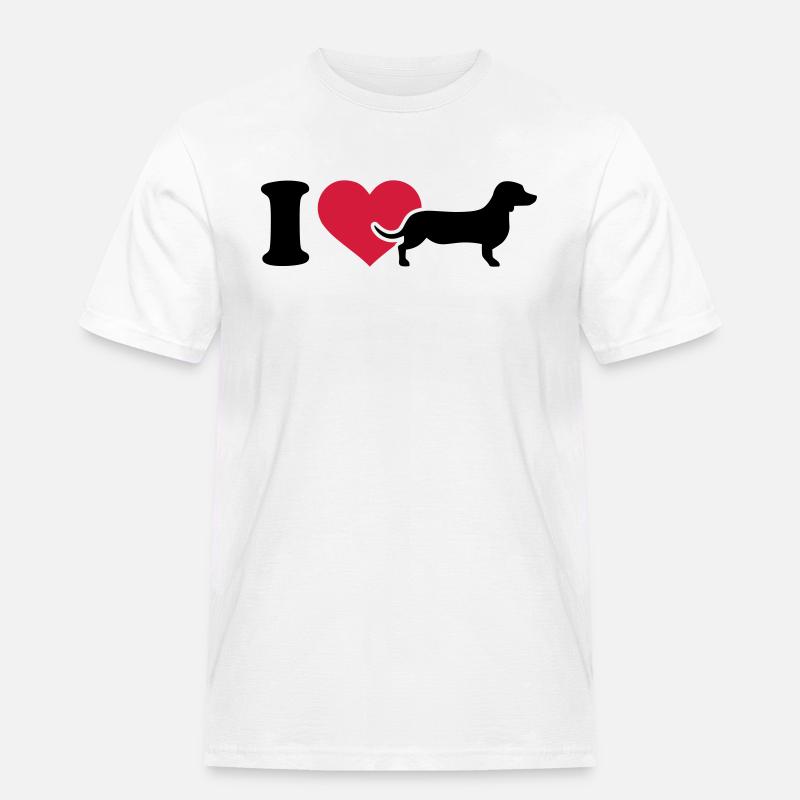 Dackel - Männer Workwear T-Shirt - Weiß