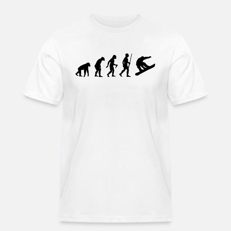 Snowboard Evolution - Männer Workwear T-Shirt - Weiß