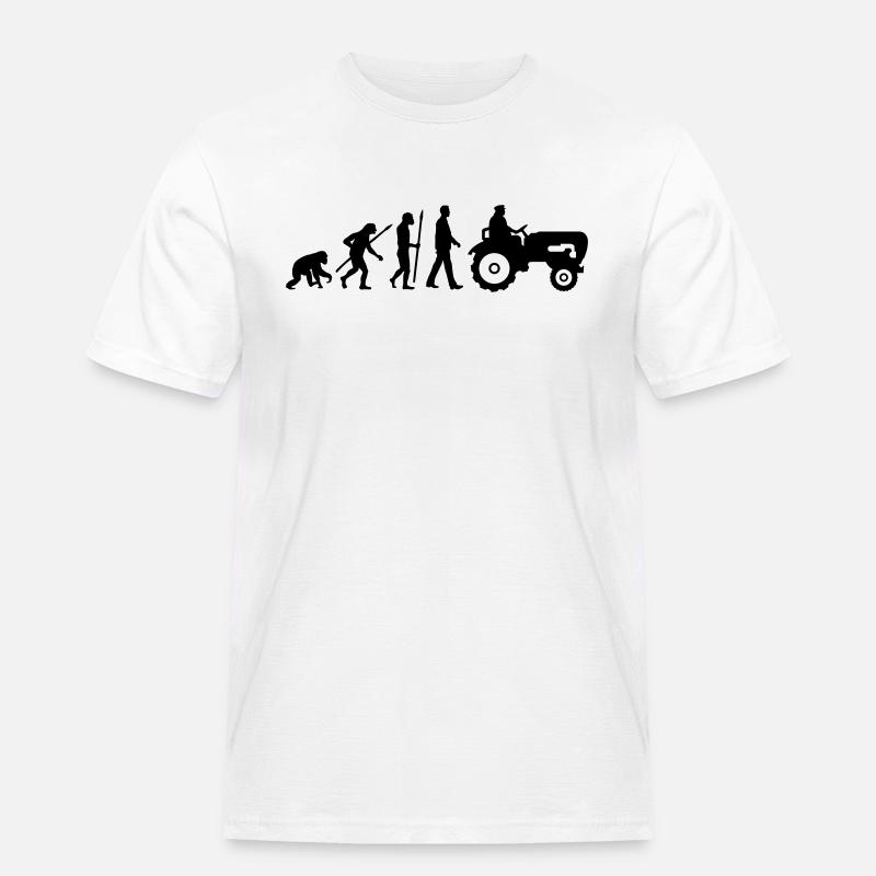 evolution_bauer_mit_traktor_032013_a_1c - Männer Workwear T-Shirt - Weiß