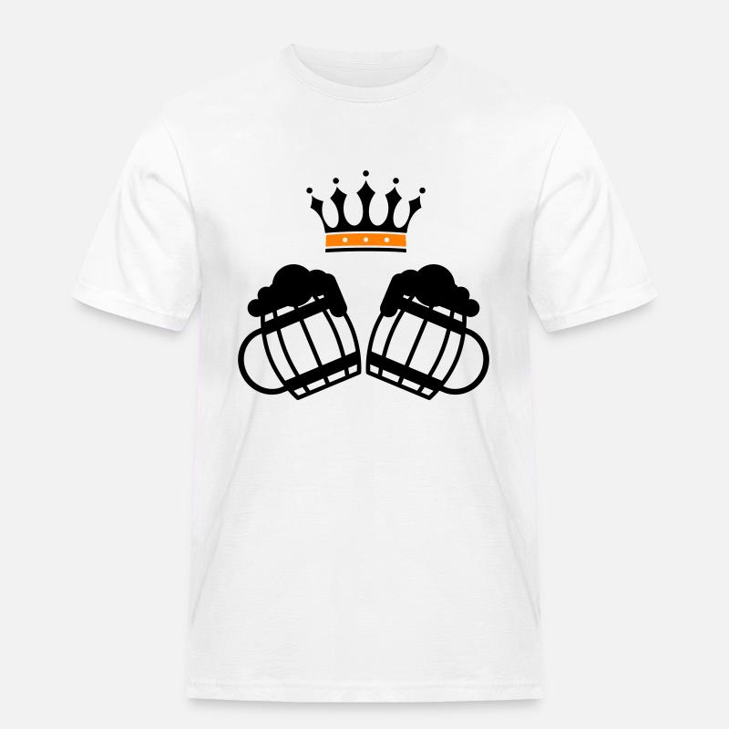 Bier Krone - Männer Workwear T-Shirt - Weiß