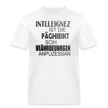 Wortspiel Intelligenz Fähigkeit Veränderung - Männer Workwear T-Shirt - Weiß - Vorne - AI Model Male 185 dark (185cm)