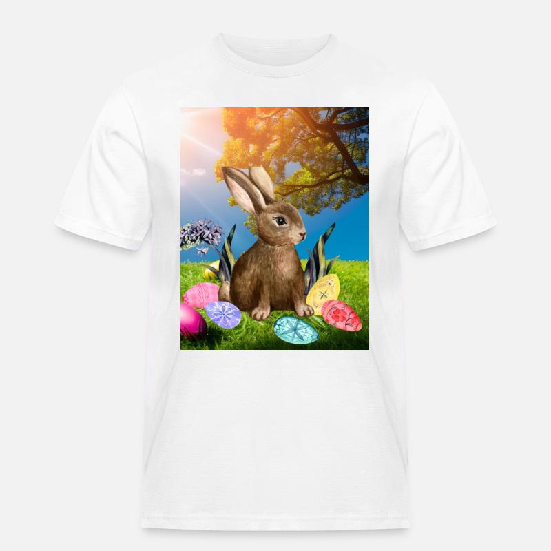 Spring Easter bunny with Easter eggs - Men's Workwear T-Shirt - white