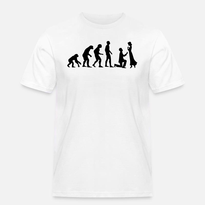 EVOLUTION HEIRATSANTRAG! - Männer Workwear T-Shirt - Weiß