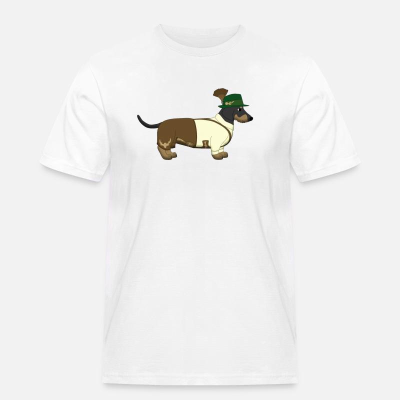 Der bayerische Dackel weißes Hemd - Männer Workwear T-Shirt - Weiß