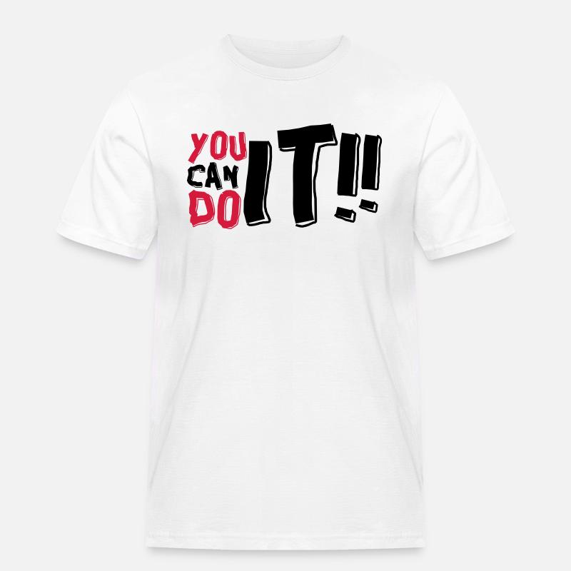 DU KANNST ES SCHAFFEN - Männer Workwear T-Shirt - Weiß