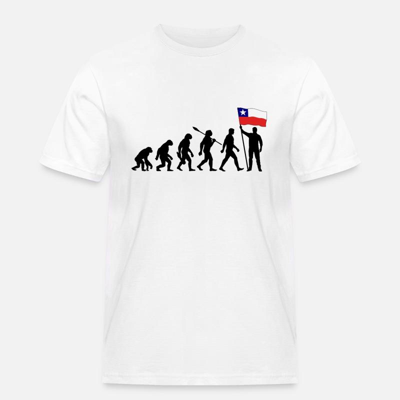 Chile - Evolution - Flagge - Nation - Männer Workwear T-Shirt - Weiß