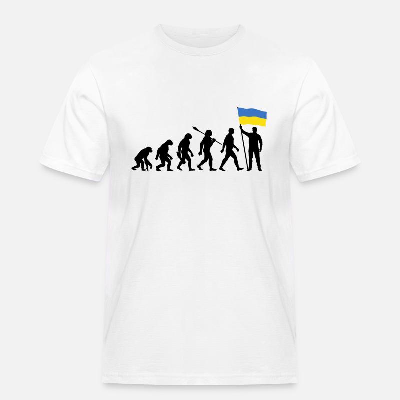 Ukraine - Evolution - Flagge - Nation - Männer Workwear T-Shirt - Weiß
