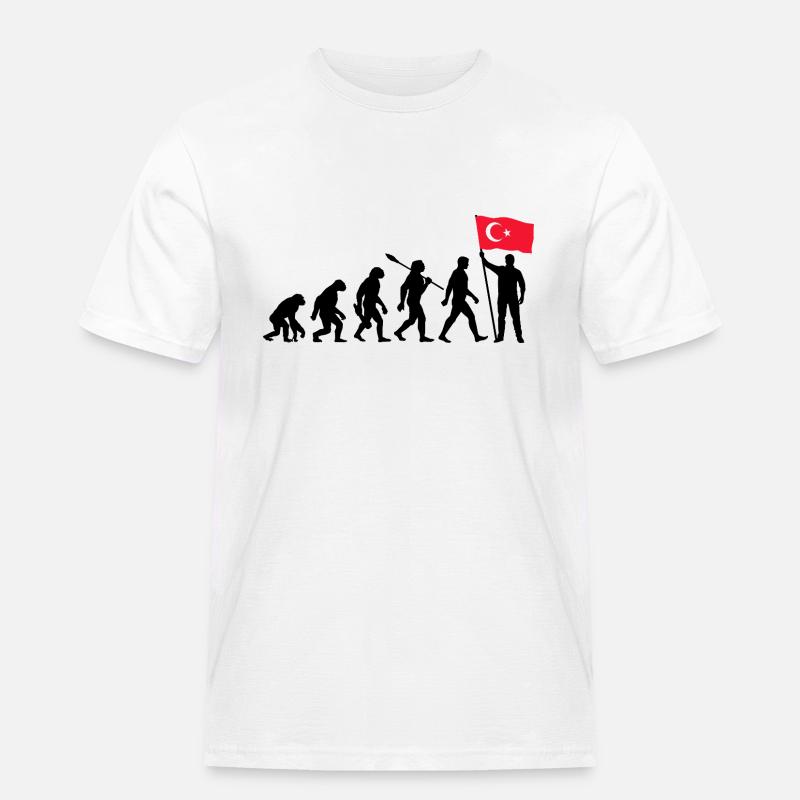 Turkei - Evolution - Flagge - Nation - Männer Workwear T-Shirt - Weiß