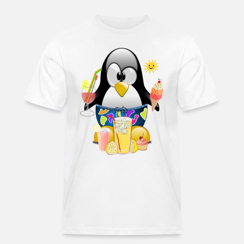 Pinguin, Eiscreme - Männer Workwear T-Shirt - Weiß