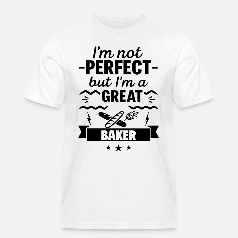 Nicht perfekt aber ein super Bäcker - Männer Workwear T-Shirt - Weiß