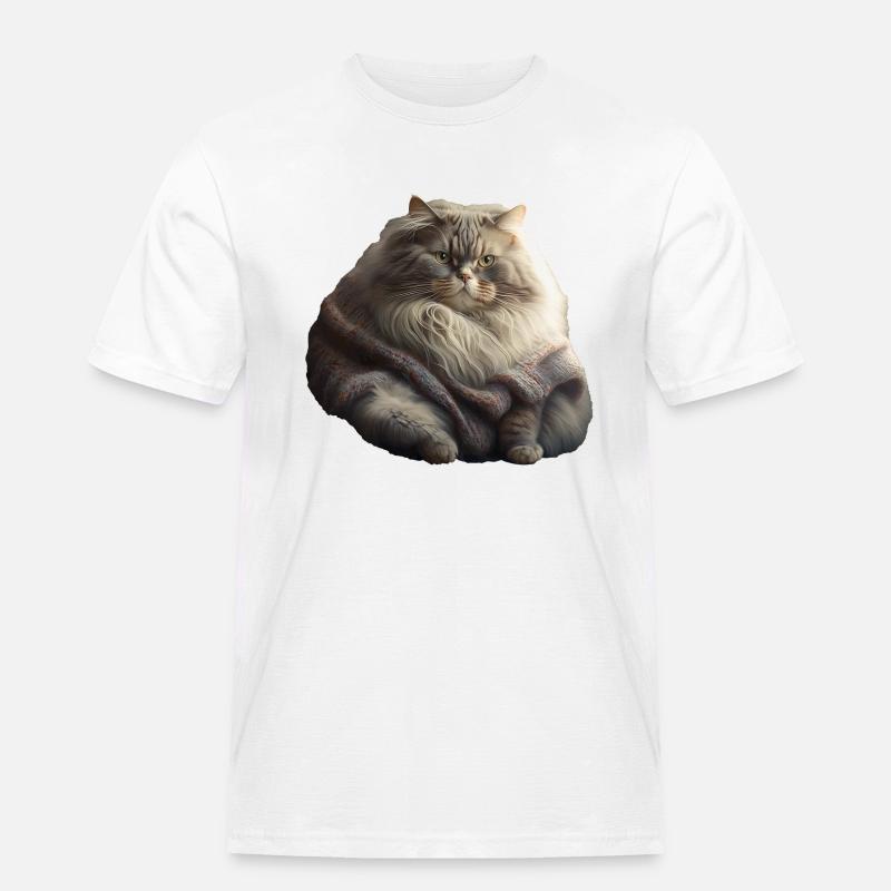 Süße Katze Strick Pullover - Männer Workwear T-Shirt - Weiß