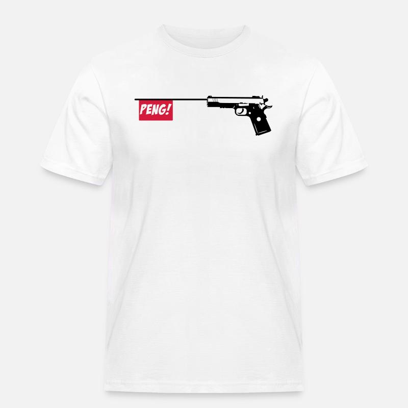 Pistole PENG 2c - Männer Workwear T-Shirt - Weiß
