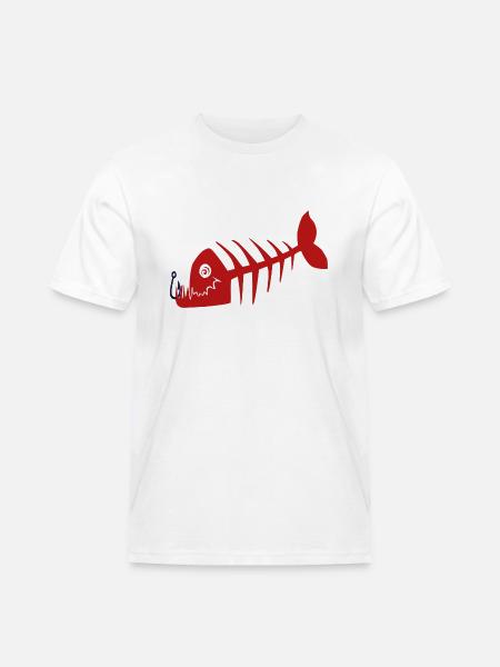 Freaky bad pirate fish skeleton. Red color - Men's Workwear T-Shirt - white
