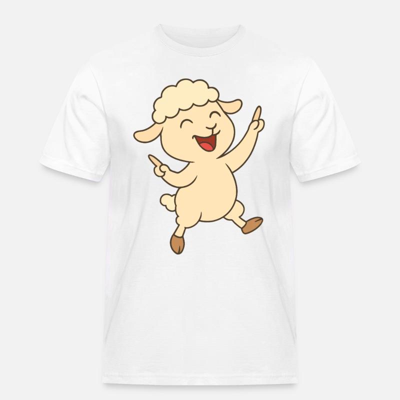 Tanzendes Lämmchen - Männer Workwear T-Shirt - Weiß