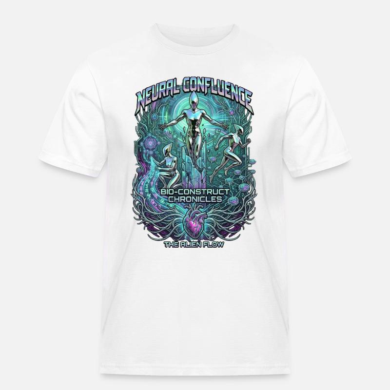 Neural Confluence Bio-Construct Chronicles - Männer Workwear T-Shirt - Weiß