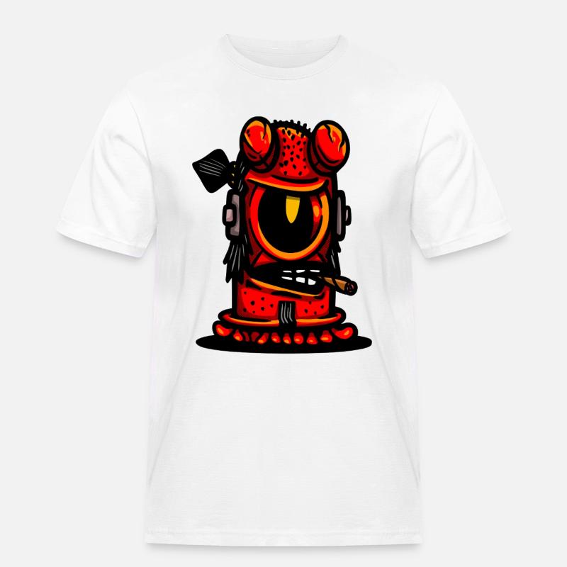 Red Devil Cigar Karikatur - Männer Workwear T-Shirt - Weiß