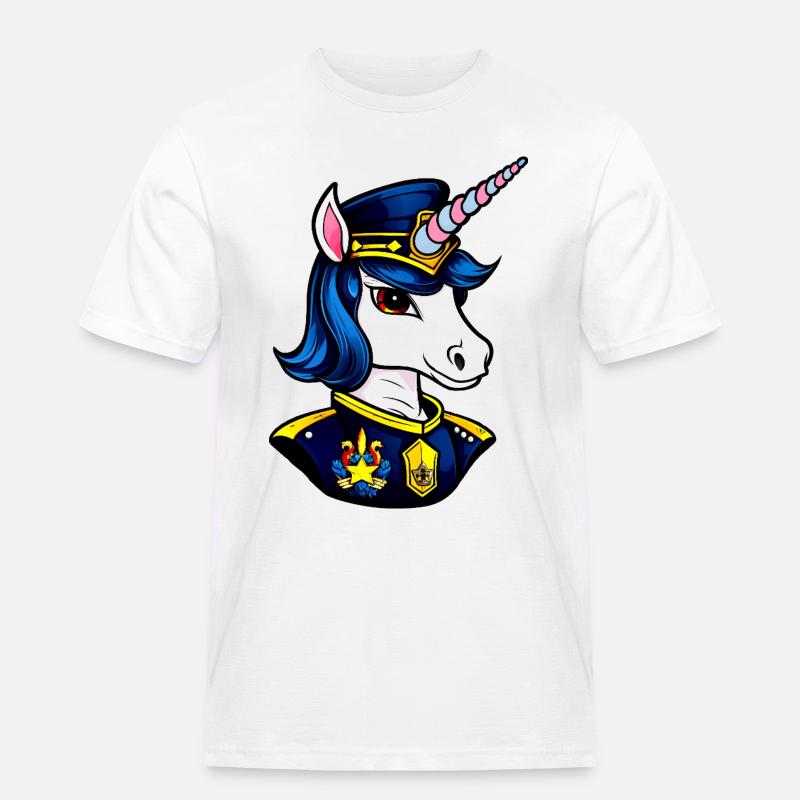 Polizei Einhorn - Männer Workwear T-Shirt - Weiß