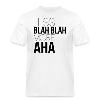less blah blah - Men's Workwear T-Shirt - white - Front - AI Model Male 185 dark (185cm)