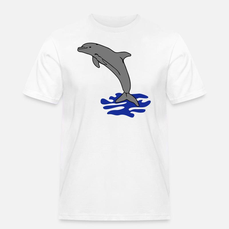 springender Delphin Delfin jumping dolphin - Männer Workwear T-Shirt - Weiß