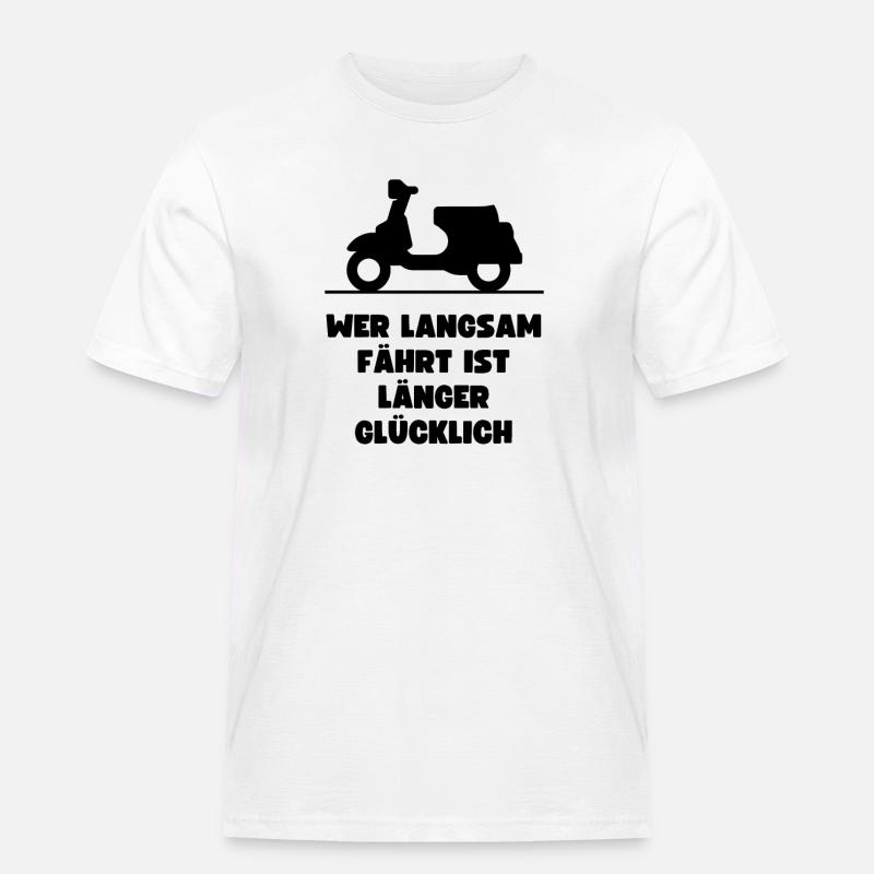 Passionierter Rollerfahrer oder Mofafahrer - Männer Workwear T-Shirt - Weiß