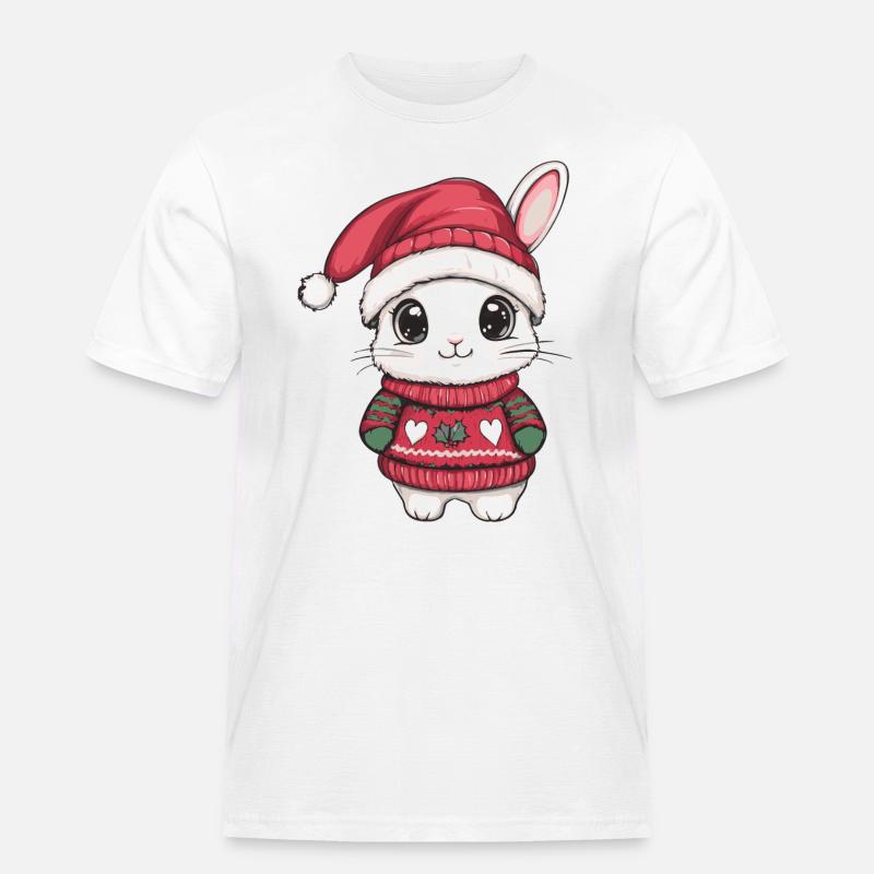 Hase Weihnachten Comic - Männer Workwear T-Shirt - Weiß