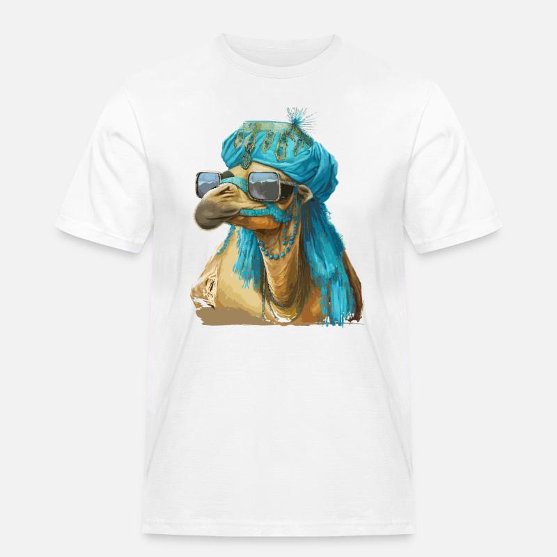 Kamel mit Sonnenbrille - Männer Workwear T-Shirt - Weiß