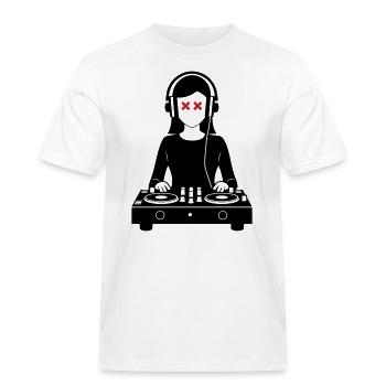 DJ Turntables Party Woman - Men's Workwear T-Shirt - white - Front - AI Model Male 185 dark (185cm)