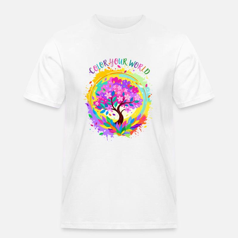 Farbenfroher blühender Baum - Männer Workwear T-Shirt - Weiß