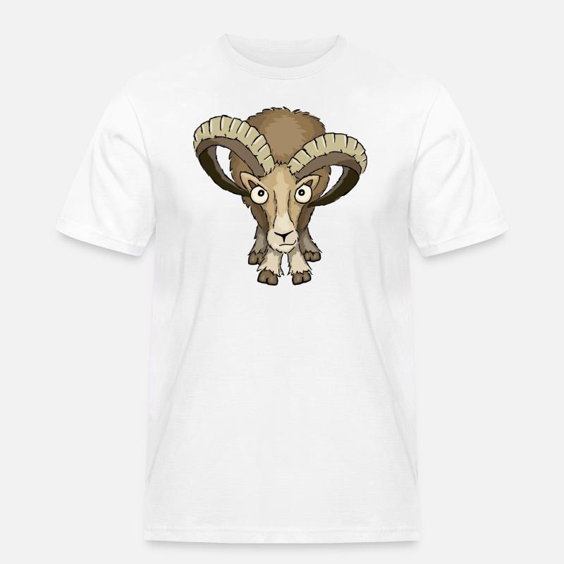 bockiges Mufflon - Männer Workwear T-Shirt - Weiß