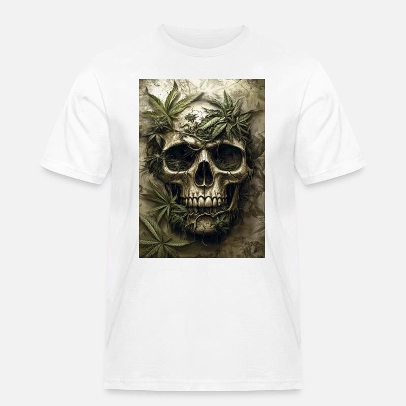 Schädel mit Hanfblättern - Männer Workwear T-Shirt - Weiß