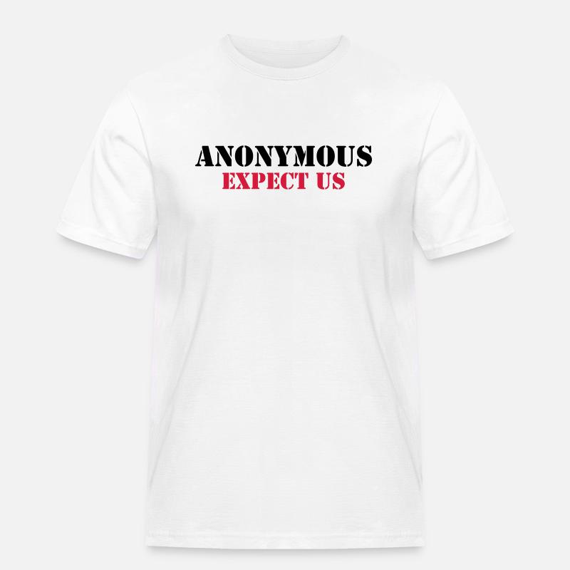 Anonymous : Expect us - Männer Workwear T-Shirt - Weiß